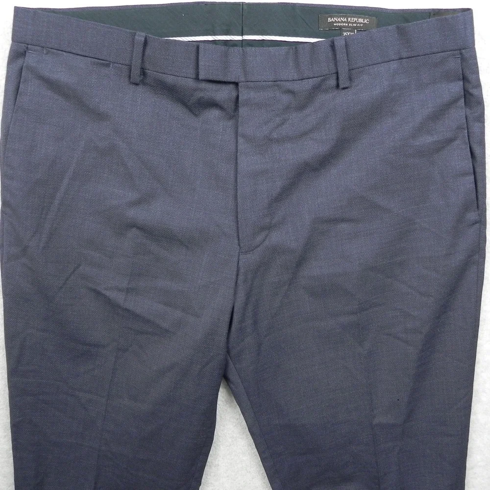 Banana Republic Pants Mens 36x30 Modern Slim Fit Wool Dress Suit Flat Front Blue